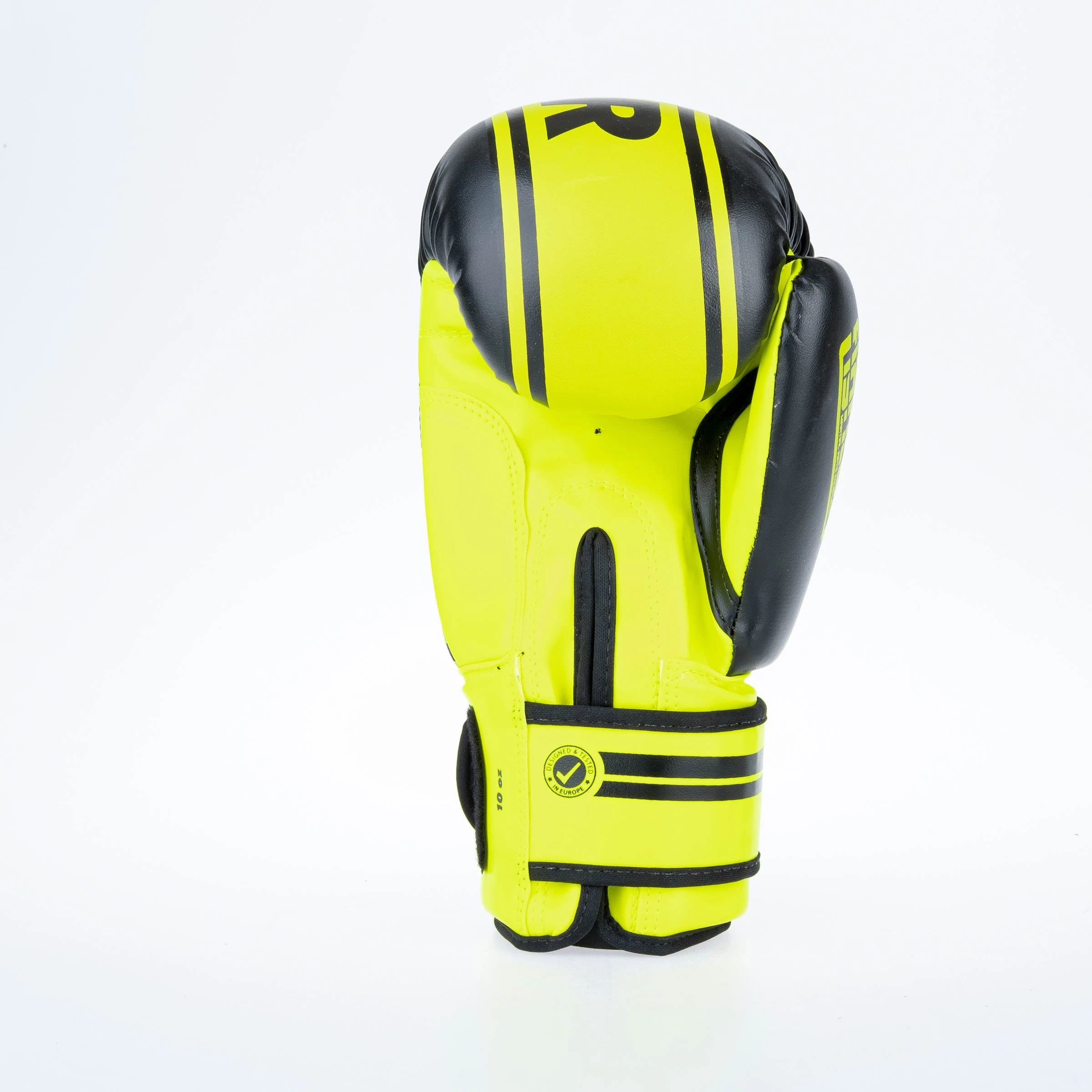 Fighter Boxing Gloves Basic Stripe - Neon Yellow/black - Image 2