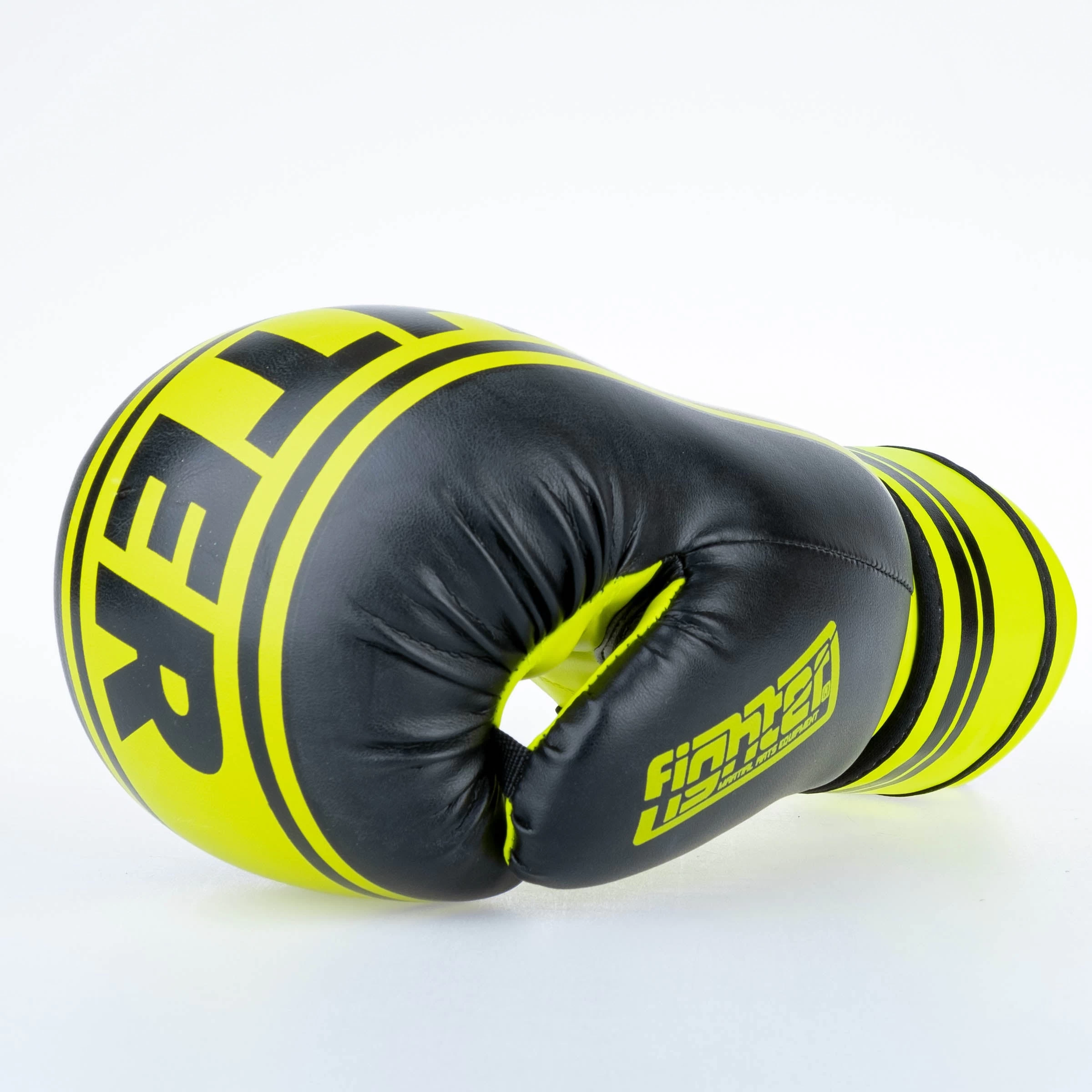 Fighter Boxing Gloves Basic Stripe - Neon Yellow/black - Image 9