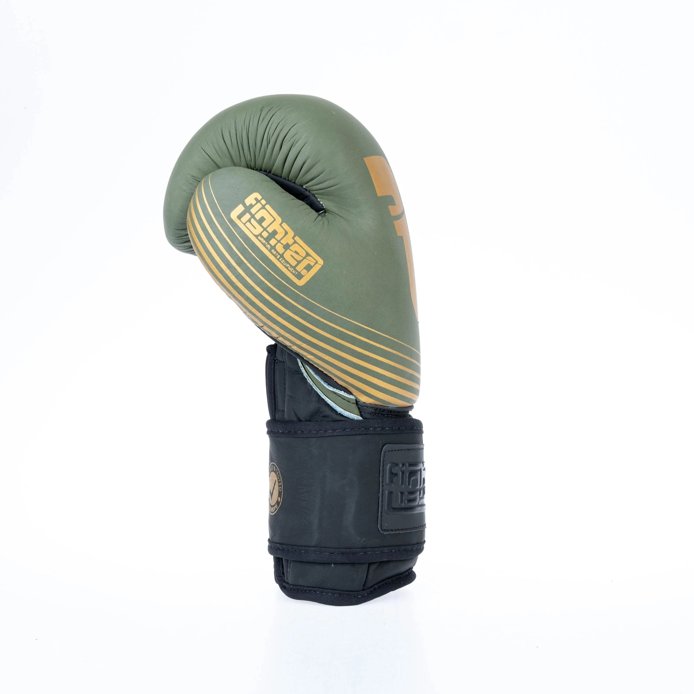 Fighter Boxing Gloves SPLIT Stripes - Khaki/gold - Image 4