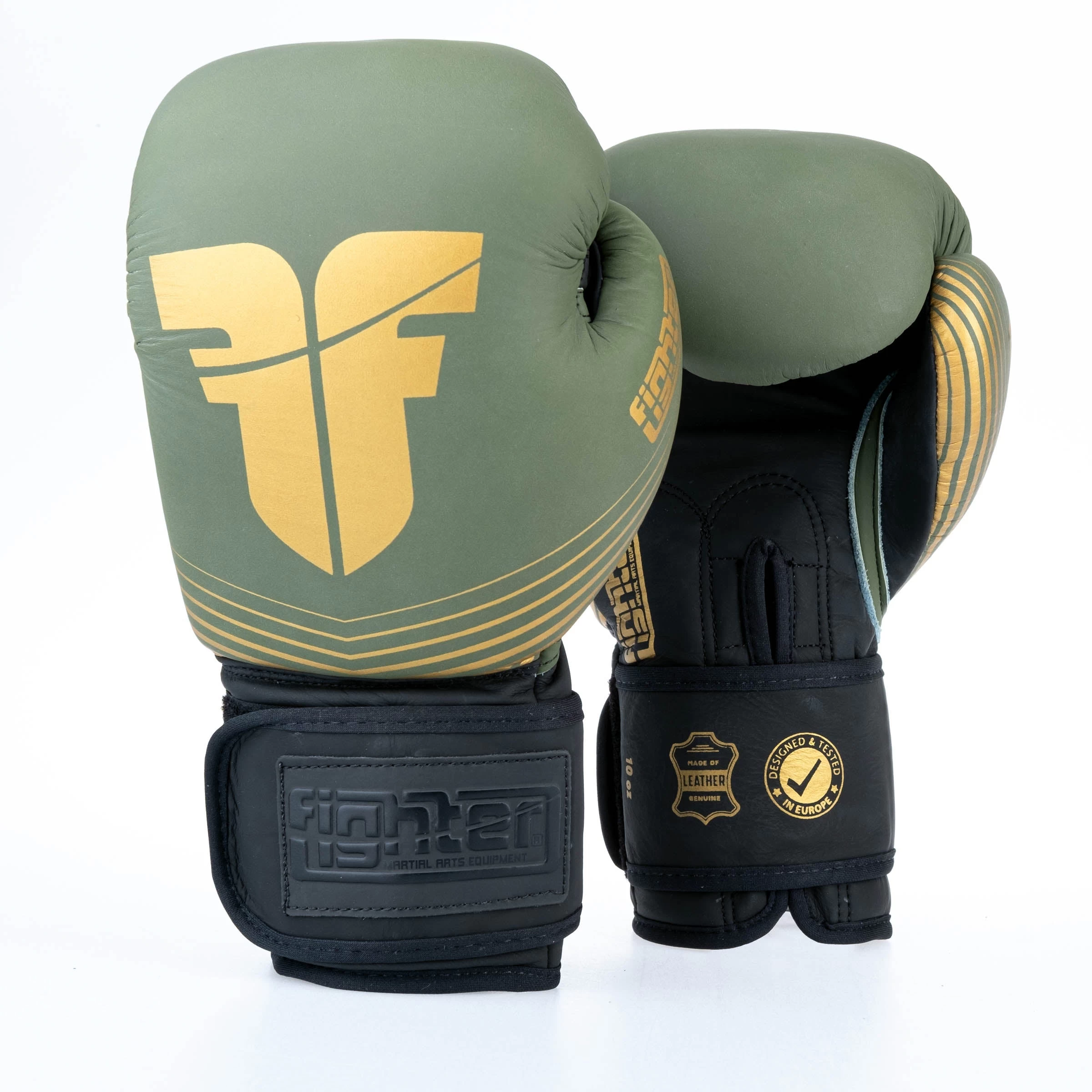 Fighter Boxing Gloves SPLIT Stripes - Khaki/gold - Image 9