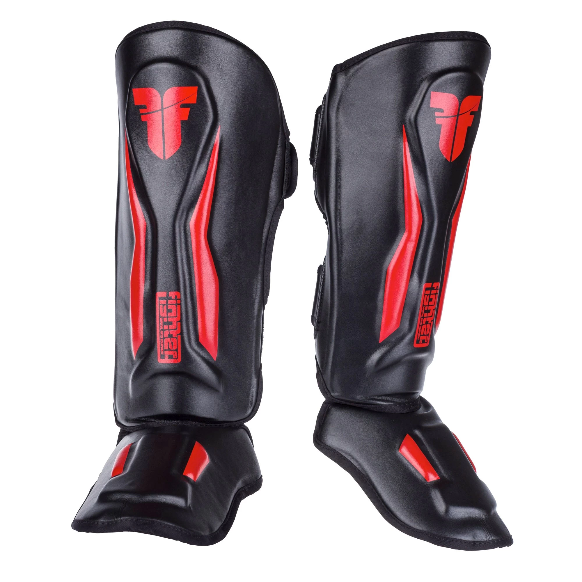 Fighter Shinguards Thai Ergo - Black/red, FSG-004BR
